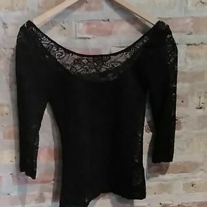 Lucca Couture Black Lace Scoop Neck Tunic …
